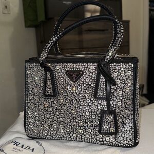 Black and Silver Crystal Embellished Women's Bag